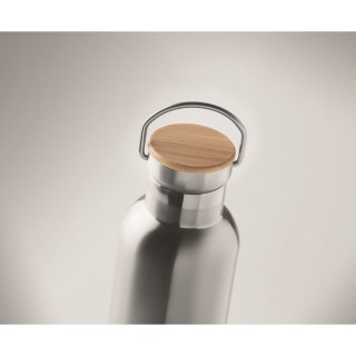 Botella lechera aislante de doble pared con tapa de madera